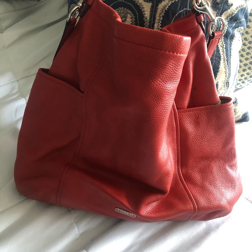 Red leather Coach Handbag